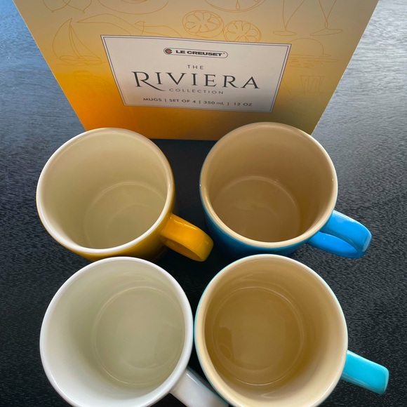 New Le Creuset Riviera Mugs (4) set, beautiful assorted colors! 12 oz each - Picture 3 of 5